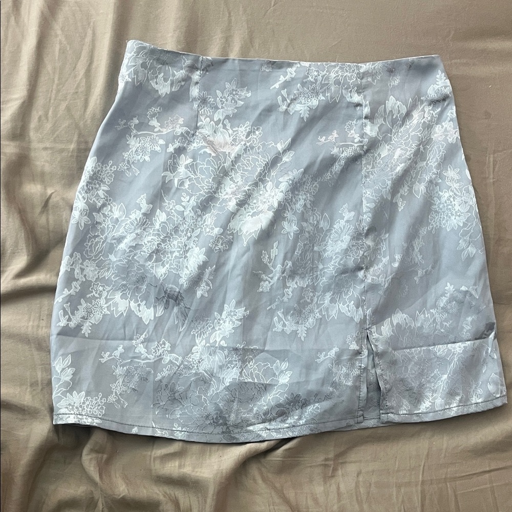 SHEIN Light Blue Floral Mini Skirt